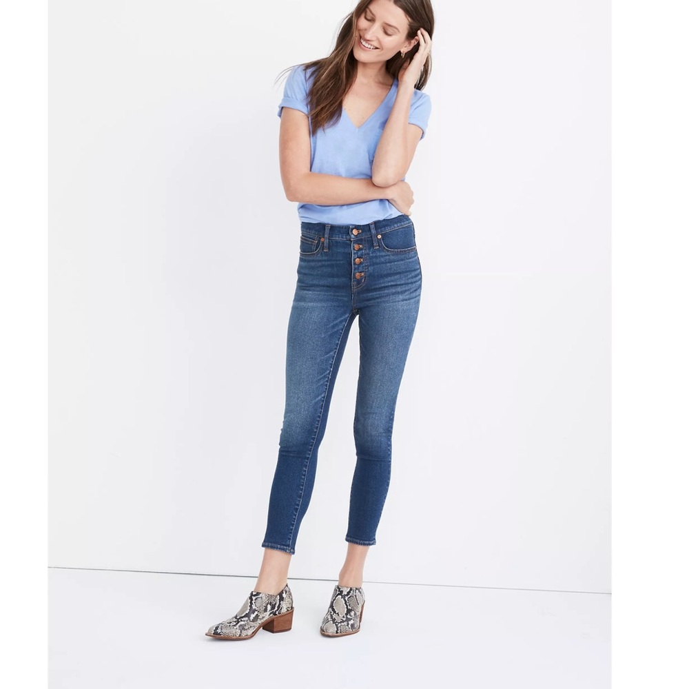 Madewell 9” mid-rise skinny crop button-front Tencel edition